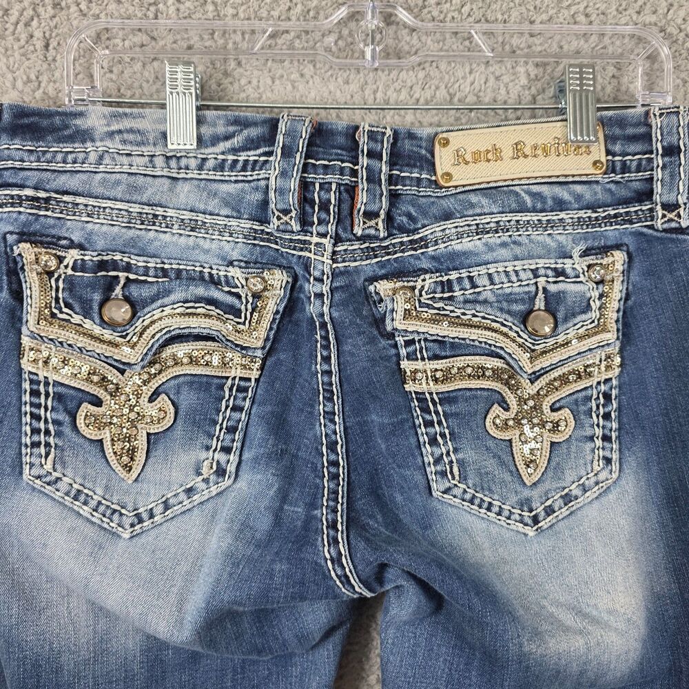 ROCK REVIVAL Women's Kai Easy Boot Distressed Dark Wash Jeans Size 29 - Picture 9 of 14